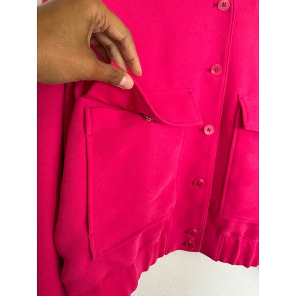 Express Women’s Hot Pink Cropped Utility Jacket Size M NWT $138 - Picture 4 of 9